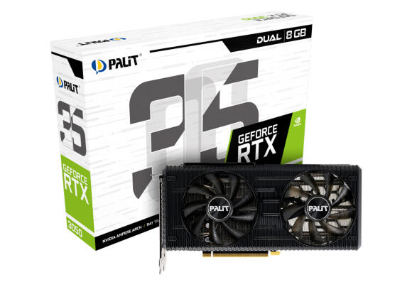 Видеокарта Palit GeForce RTX 3050 Dual 8 Гб NE63050019P1-190AD Видеокарта Palit GeForce RTX 3050 Dual 8 Гб NE63050019P1-190AD
