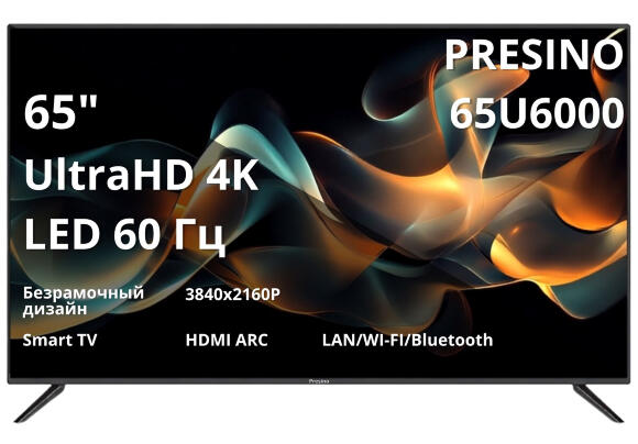 Телевизор Presino 65U6000 65" UHD Smart TV