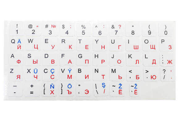 Наклейки на клавиатуру Good Quality RUS/ENG/TM белые, черные