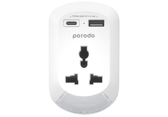 Универсальный сетевой переходник Porodo Universal AC PD-MSACEU-WH Универсальный сетевой переходник Porodo Universal AC PD-MSACEU-WH