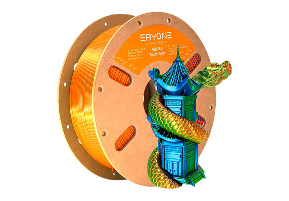 Филамент шелковый трехцветный для 3D принтера Eryone Silk Tricolor PLA Filament 1.75мм 1 кг (Orange, Blue, Green)