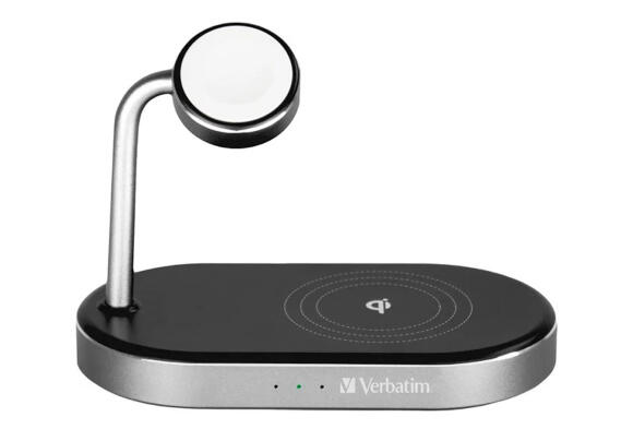 Беспроводное ЗУ Verbatim WCS-02 Aluminium 3-in-1 Qi MFi Wireless, Apple Watch, QC 3.0 Charge