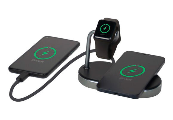 Беспроводное ЗУ Verbatim WCS-02 Aluminium 3-in-1 Qi MFi Wireless, Apple Watch, QC 3.0 Charge