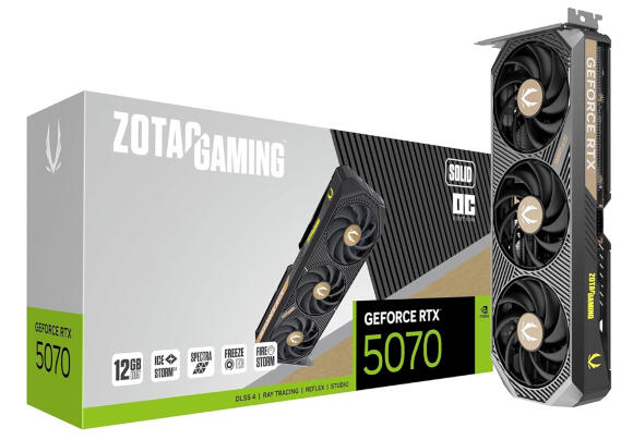 Видеокарта ZOTAC GAMING GeForce RTX 5070 SOLID OC 12GB 192BIT GDDR7
