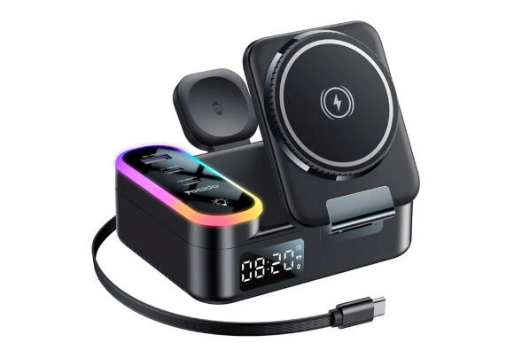 Беспроводное ЗУ Yesido DS38 8-в-1 с RGB-подсветкой (PD, PDO, PPS, QC)